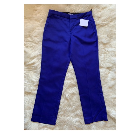 New! SCANLAN THEODORE Slim Bootcut Croppwd Royal Blue Pants - Picture 5 of 11